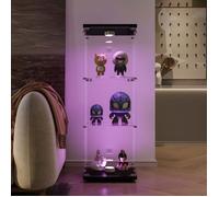Vitrine en verre 42×36×125cm GARHELPER - 3 étages - Porte simple - Verre trempé - Lumière LED - Noir