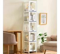 Vitrine en verre acrylique avec cadre en bambou, grande capacité de rangement pour une installation rapide, bibliothèque moderne pour la maison ou le bureau