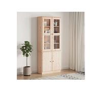 Vidaxl Vitrine En Verre Alta 77x35x186,5 Cm Bois De Pin Massif Multicolore