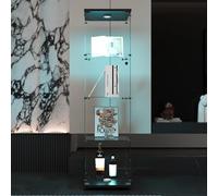Vitrine en Verre, Armoire de Collection Moderne en Verre à Quatre Couches, vitrine Led, Meuble Vitrines verre avec Porte et Serrure,4 Étagères,pour Chambre et Salon (Noir-LED, 1 Porte, 4 étages)