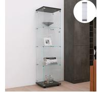 Vitrine en verre avec 4 Etagères et Porte, Verre Trempé, Vitrines pour Collection, Meuble, Rangement, 164 x 42,5 x 36,5 cm, Noir