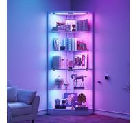 Vitrine en verre avec éclairage RGB,Convient aux objets de collection,Blanc