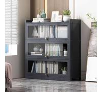 Vitrine en verre avec porte rabattable et protection anti-poussière - Cadre en bambou naturel pour armoire à curio - Facile à nettoyer et à sceller pour une protection supplémentaire