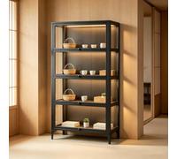 Vitrine en Verre Colonne Vitrine Collectionneur Vaisselier Vitrine Noir | Étagère Bibliothèque Bibliothèques Pour Salon Etagere Blanche Mangatheque Chambre Meuble a Case Casier Rangement Cube