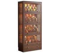 Vitrine en Verre De 173 Cm De Hauteur, Armoire à Curiosités à 5 Niveaux en Bois Massif, avec 1 Tiroir, sans Éclairage, for La Maison et Le Bureau(Brown)