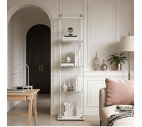 Vitrine en verre éclairage LED, Armoire à vitrines avec 4 étagères réglables 1 porte, Vitrine moderne pour collection, décoration