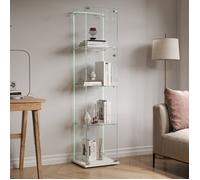 Vitrine en verre éclairage LED, Armoire à vitrines avec 4 étagères réglables 1 porte, Vitrine moderne pour collection, décoration