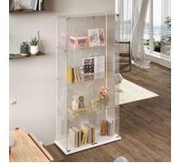 Vitrine en verre éclairage LED, Armoire à vitrines avec 4 étagères réglables 2 portes, Vitrine moderne pour collection, décoration