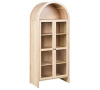 Beliani Armoire Décorative avec Étagères et Vitrine Verre Panneau de Particules Marron Clair Glenwood