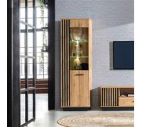 Vitrine En Verre Lamia 60Cm Chêne Wotan Noir 1 Porte