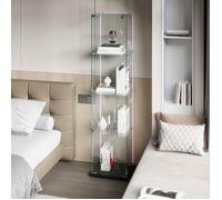 Vitrine en verre LED, Armoire à vitrines avec 4 étagères 1 porte, Vitrine moderne pour collection ou décoration, Noir