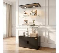Vitrine en Verre, LED Meuble Vitrine, 3 Etages 4 Portes Vitrine Salon, Vitrines Exposition, Applicable Tous Scénarios Nécessitant Rangement Ambiance (Signal lumineux déclenchement tactile (noir))