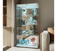 Vitrine en verre pour figurines de jouets, 4 étagères, 8 espaces de rangement, avec porte, étagère de curiosité sur pied, 80 x 36 x 163 cm, vitrine transparente pour salon, chambre, bureau Caractérist
