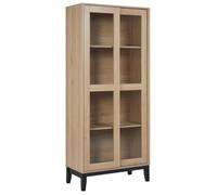 Beliani Armoire Décorative à Étagères avec Portes à Vitrine en Verre Bois Clair Rumson