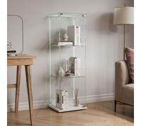 Vitrine en verre Stand Vitrine, Vitrine En Verre Avec Barre Lumineuse LED, Vitrine En Verre Debout Avec Serrure, Porte Simple Et 3 Étagères, Armoire Vitrine En Verre Pour Objets De Collection Livres V