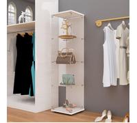 Vitrine en Verre Trempé - Meuble Éclairé Blanc - 4 Niveaux - 164x42.5x36.5cm - Design Contemporain