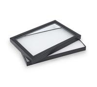 Vitrine en verre véritable pour décorations, insignes, objets de collection - Noir avec non-tissé blanc, cadre en carton, 305 × 205 × 23 mm I SAFE 8315