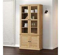 vidaXL Vitrine en Verre Vigo 85x35x170 cm Bois Massif de pin, Armoire, Armoire avec Portes vitrées, vitrine avec Portes vitrées, Armoire d'affichage