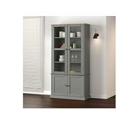 Vitrine en verre VIGO gris 85x35x170 cm bois massif de pin353195