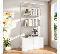 Vitrine en verre, Vitrine avec étages, Vitrines en verre avec serrure, Vitrine d'exposition avec LED, 78,51×35×164 cm, Blanc