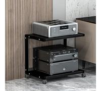 Vitrine et support multimédia avec roulettes - Étagère d'angle pour console de jeu - Tour de rangement d'angle pour équipement audio/stéréo et accessoires de salle d'enregistrement (50 x 40 x 45 cm)