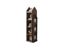 Vitrine Étagère sur pied simple en bois massif, bibliothèque mobile rotative à 360 degrés, petit support de rangement Bibliothèque(Bruin)