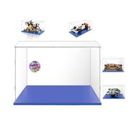 Vitrine Exposition Transparent,Boîte de Présentation Acrylique pour 10330 Mclaren,21319 Friends Central Perk,Diorama Star Wars 75330,Faucon Millenium 75375(35x25x20cm,Base Bleue)