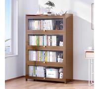 Vitrine Figure Vitrine en Verre Autoportante Bibliothèque 2-4 Niveaux Armoire De Rangement Vitrine Curio Scellée Et étanche à La Poussière en Bambou Naturel, 4f, 70cm/27.6in