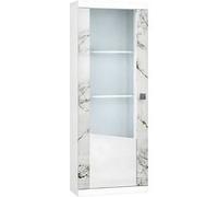 Vitrine gauche 1 porte avec leds laqué blanc et imitation marbre - ETOLIS - ALTOBUY Blanc