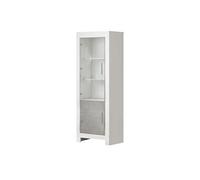 DENAE - Vitrine Gauche Laquée Blanc Brillant et Gris Marbré avec Leds - Altobuy Gris