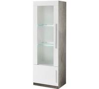 Vitrine Gauche Laquée Blanc et Marbre Poignées Métal avec Leds - CLARK - ALTOBUY Blanc G
