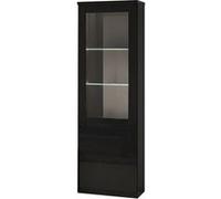 DEYTON - Vitrine Gauche Laquée Noir Brillant avec Leds - Altobuy Noir