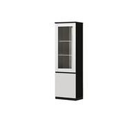 Vitrine Gauche Laquée Noir et Blanc Brillant avec Leds - DEYTON -