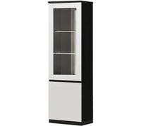 Vitrine Gauche Laquée Noir et Blanc Brillant avec Leds - DEYTON - ALTOBUY Blanc G