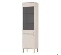 Vitrine haute 2 porte - OKTIO - 52 cm - Beige avec pieds dorés