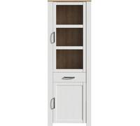 Vitrine haute BOHOL Blanche - 2 portes dont 1 vitrée + 1 tiroir - L 71,7 x P 42 x H 205,4 cm