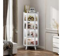 Vitrine haute en verre avec portes, solution de rangement et d'exposition pour livres et objets de collection, design moderne pour la maison et le bureau