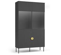 Vitrine haute VIDIS, style industriel Noir, pieds métal - L 107 x P 40 x H 188 cm