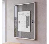 Vitrine HWC-Q51, tableau d'affichage, en feutre, verrouillable, 95x68x7cm, gris