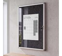 Vitrine HWC-Q51, tableau d'affichage, en feutre, verrouillable, 95x68x7cm, noir