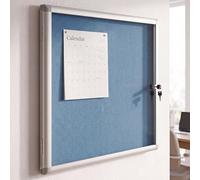 Vitrine HWC-Q51, tableau mémo, verrouillable, accessoires inclus, 65x68x7cm, bleu