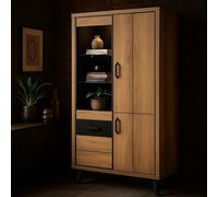 Vitrine industrielle 3 portes + 1 vitrée bois et métal ERIA