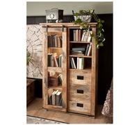 Vitrine Industrielle - Fer et Bois Massif de manguier laqué (Bois Naturel) - Railway #126