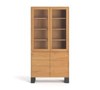 Vitrine industrielle Horizon 100 cm, bois massif, moderne