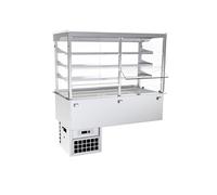 Vitrine Inox Réfrigérée Centrale Droite avec Portes Battantes, Cuve Réfrigérée Ventilée Capacité GN de 3 ou 4