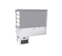 Vitrine Inox Réfrigérée Centrale Droite avec Thermo Rideau, Cuve Réfrigérée Ventilée Capacité GN de 3 ou 4