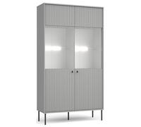 Vitrine Iris Vitrine Sur Pied 105x41x191cm Façades Rainurées Grises 2 Portes