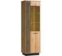 Vitrine Lamia en Chêne Wotan noir 60x40x193cm, 1 Porte, Modern, Verre
