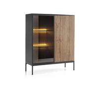 Vitrine Laval - LED - Panneaux de particules - wotan et noir - 104 x 126 cm