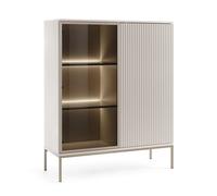 Vitrine Laval WT104 - Komodee, chene wotan / noir, largeur 104 cm, hauteur 126 cm, profondeur 39 cm, éclairage LED